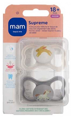 MAM 2 Soothers Supreme 18 Months and + - Model: Rabbit and Horse