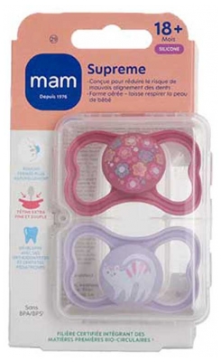 MAM 2 Soothers Supreme 18 Months and + - Model: Flowers and Kitten