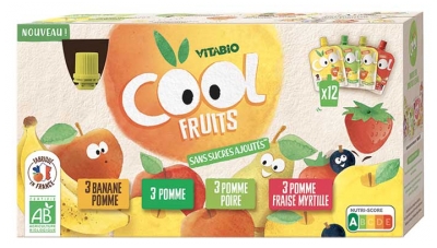 Vitabio Cool Fruits Multiparfums 4 Recettes Bio 12 Gourdes de 90 g