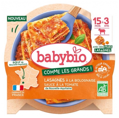 Babybio Lasagna cu sos Bolognese și sos de roșii 15 luni - 3 ani Bio 200 g