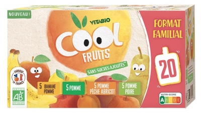 Vitabio Cool Fruits Multiparfums 4 Recettes Bio 20 Gourdes de 90 g