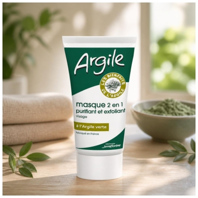 Juvaflorine Argile Masque 2 v 1 Čisticí a exfoliační maska se zeleným jílem 70 g