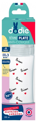 Biberon cu Tetină Plată Anti-Colici 330 ml 6 luni și + Dodie Colecția Mathilde Cabanas