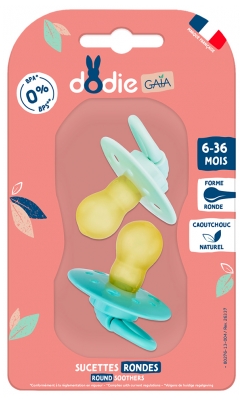 Dodie Gaïa 2 Round Soothers 6-36 Months - Colour: Green