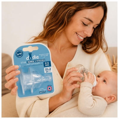 Dodie 2 Round Teats 3 Flows Anti-Colic Medium Flow 0-6 Months
