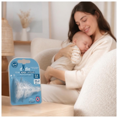 Dodie 2 Round Teats 3 Flows Anti-Colic Medium Flow 0-6 Months