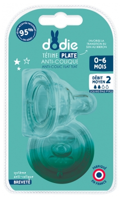 Dodie Sensation+ 2 Plokščias, platus kakliukas 0-6 mėn., 2 vidutinis srautas žinduko antgaliai