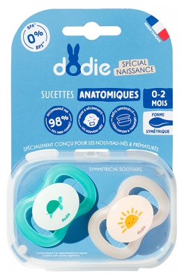 Dodie 2 Anatominių silikoninių čiulptukų Specialiai naujagimiams 0-2 mėn. - Modelis: V?žlys / saul?