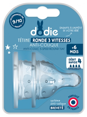 Dodie 2 Pyöreää Tuttia 3 Nopeutta Koliikinestotoiminnolla Paksu Neste + 6 Kuukautta