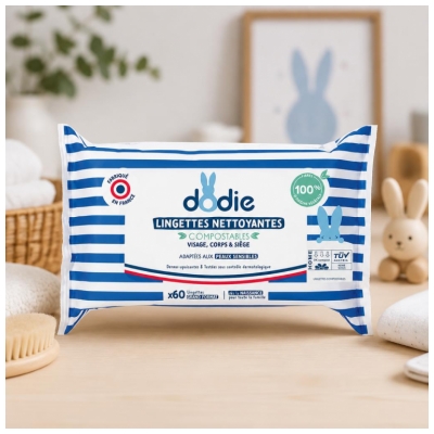 Dodie Șervețele Demachiante Compostabile 60 Șervețele Format Mare