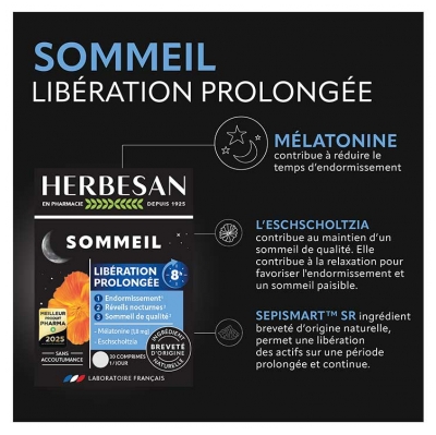Herbesan Noctaphyt LP 8H Sommeil 30 Comprimés