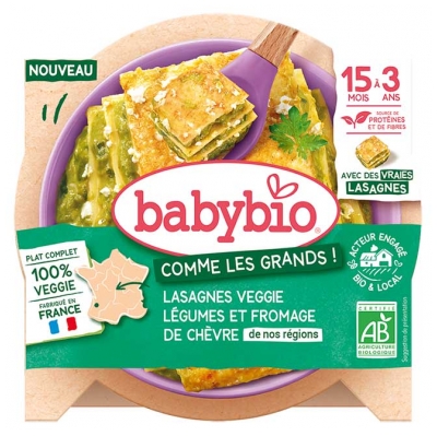 Babybio Veggie Lasagne med Grøntsager og Gedeost 15 måneder til 3 år Bio 200 g