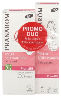 Pranarôm PranaBB Roller Anti-Țânțari Bio 30 ml + Roller După-Înțepături Bio 15 ml Promo Duo