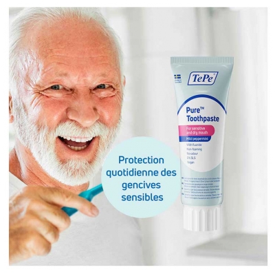 TePe Pure Dentifrice Bouche Sèche et Sensible Menthe Douce 75 ml