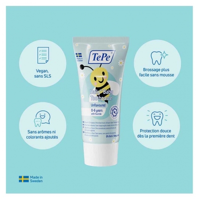 TePe Daily Baby Dentifrice Quotidien Non Aromatisé 0-6 ans 50 ml