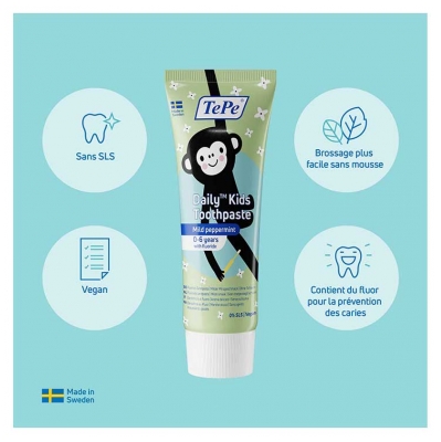 TePe Daily Kids Dentifrice Quotidien Menthe Douce 0-6 ans 75 ml