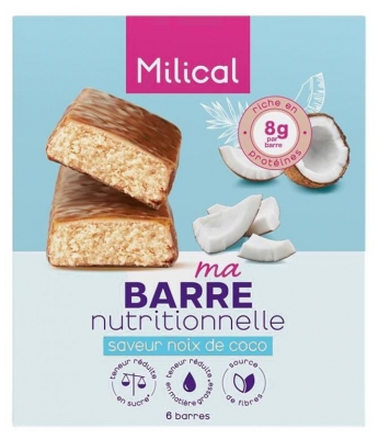 Milical 6 Barrette Dimagranti ad Alto Contenuto Proteico - Sapore : Cocco (da consumarsi preferibilmente entro il 19/07/2026)