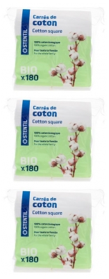 Stentil Quadrate aus Bio-Baumwolle 180 Einheiten Set mit 3