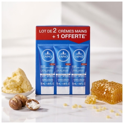 Laino Crème Mains Sèches à Abîmées Lot de 3 x 50 ml dont 50 ml Offerts