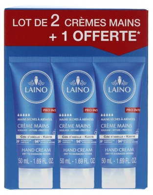 Laino Crème Mains Sèches à Abîmées Lot de 3 x 50 ml dont 50 ml Offerts