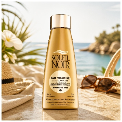 Soleil Noir Lait Vitaminé Sublimateur de Bronzage 4 Paill Or 150 ml