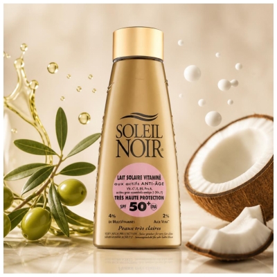 Soleil Noir Multivitaminsko mleko za sončenje z zelo visoko zaščito SPF50+ 150 ml