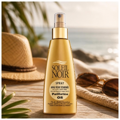 Soleil Noir Suchý Vitamínový Olej ve Spreji se Zlatými Třpytkami 150 ml