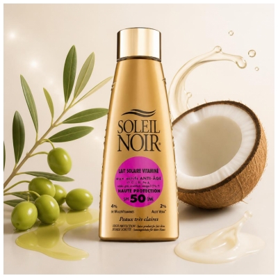 Soleil Noir Lait Solaire Vitaminé Haute Protection SPF50 150 ml