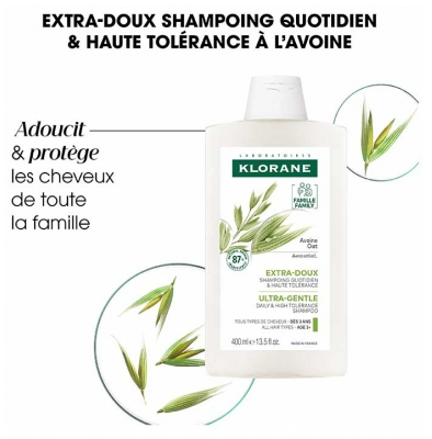 Klorane Extra-Doux - Tous Types de Cheveux Shampoing à l'Avoine 400 ml