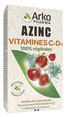Arkopharma Azinc Vitamines C + D3 20 Comprimés Effervescents