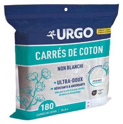Urgo Carrés de Coton Non Blanchi 10 x 8 cm 180 Carrés