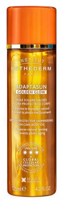 Ulei solar perlat hidratant și protector Institut Esthederm Adaptasun Golden Glow pentru corp, soare puternic 125 ml