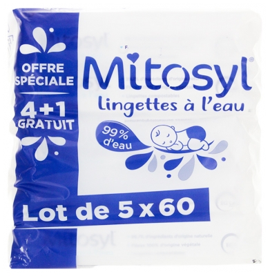 Mitosyl Water Wipes Pack of 4 x 60 Wipes + 60 Free Wipes