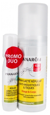 Pranarôm Aromapic Mjölkig Repellerande Spray 100 ml + Roller efter bett med kyleffekt 15 ml