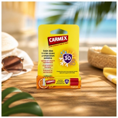 Carmex drėkinamasis lūpų balzamas Tropical SPF30 4,25 g