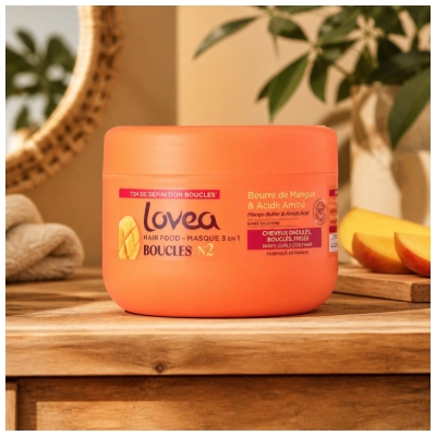 Lovea Hair Food 3in1 Masker Krullen Mangoboter & Aminoacid 390 ml