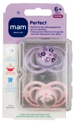 MAM 2 Succhietti Perfect Animali 6 Mesi e + - Modello: Fiori e gatti