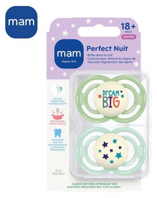 MAM 2 Fopspenen Perfect Nacht Trend 18 Maanden en + - Modellen: Blauw