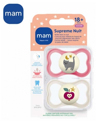 MAM 2 Fopspenen Supreme Nuit 18 Maanden en + - Kleur: Vos en blauwe beer