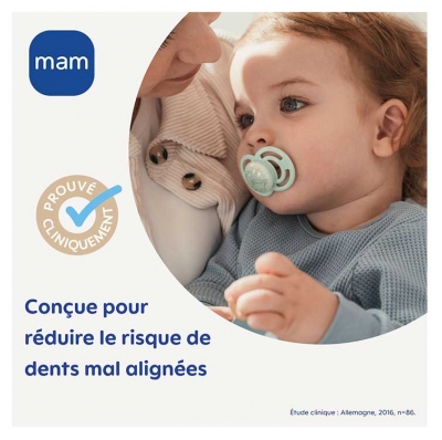 MAM 2 Sucettes Perfect Tendance 18 Mois et + - Couleur : Bleu