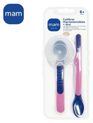 MAM Thermosensitive Spoons + Etui 6 Maanden en Ouder - Kleur: Groen