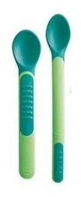 MAM Thermosensitive Spoons + Etui 6 Maanden en Ouder - Kleur: Groen