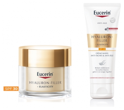 Eucerin Hyaluron-Filler + Elasticity Soin de Jour SPF30 50 ml + Crème Mains Anti-Taches & Anti-Âge SPF30 75 ml