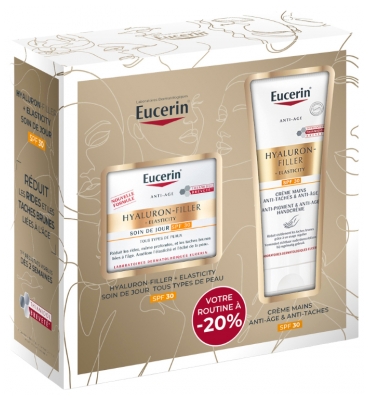 Eucerin Hyaluron-Filler + Elasticity Soin de Jour SPF30 50 ml + Crème Mains Anti-Taches & Anti-Âge SPF30 75 ml