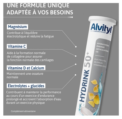 Alvityl Hydrink 50+ 20 Comprimés Effervescents
