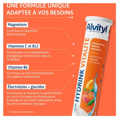Alvityl Hydrink Vitalité 20 Comprimés Effervescents