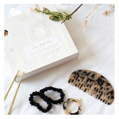 Bachca Lot Chouchou Soie Noir