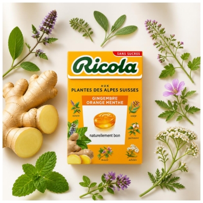 Ricola Gember Sinaasappel Munt Bonbons 50 g