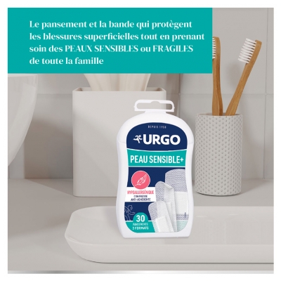 Urgo Peau Sensible + 30 Pansements Hypoallergéniques 3 Formats