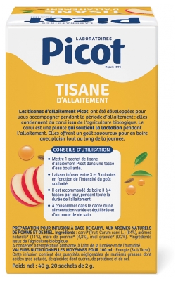 Picot Tisane d'Allaitement Saveur Pomme Miel Bio 20 Sachets